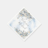 Dusty Blue Floral Waterverf Wedding Servet (Hoek)