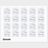 Dusty Blue Floral Waterverf Wedding Vierkante Sticker (Vel)