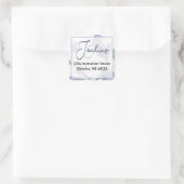 Dusty Blue Floral Waterverf Wedding Vierkante Sticker (Tas)