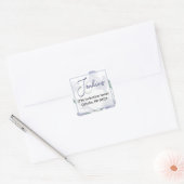 Dusty Blue Floral Waterverf Wedding Vierkante Sticker (Envelop)