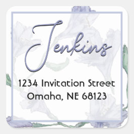 Dusty Blue Floral Waterverf Wedding Vierkante Sticker