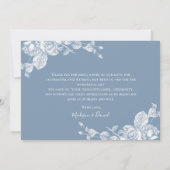 Dusty Blue Floral Weddenschap Foto bedankt (Achterkant)