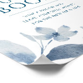 Dusty Blue Floral Weddenschap Foto Guest Book Sign Poster (Hoek)