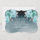 Dusty Blue Floral Weddenschap Kaart (Voorkant)