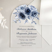Dusty Blue Floral Wedding Acryl Uitnodigingen