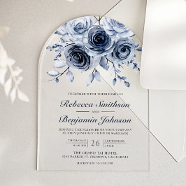 Dusty Blue Floral Wedding Acryl Uitnodigingen