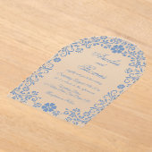 Dusty Blue Floral Wedding Acryl Uitnodigingen (Laagn)