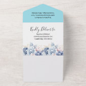 Dusty Blue Floral Wedding All In One Uitnodiging (Buitenkant)