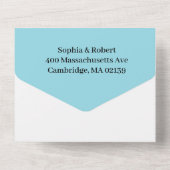 Dusty Blue Floral Wedding All In One Uitnodiging (Achterkant)