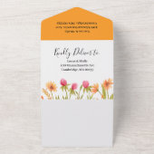 Dusty Blue Floral Wedding All In One Uitnodiging (Buitenkant)