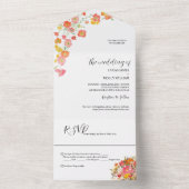 Dusty Blue Floral Wedding All In One Uitnodiging (Binnen)