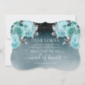 Dusty Blue Floral Wedding Be My Maid of Honor Kaart (Voorkant)