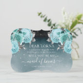 Dusty Blue Floral Wedding Be My Maid of Honor Kaart (Staand voorkant)