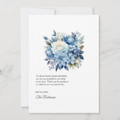 Dusty Blue Floral Wedding Bedankkaart (Achterkant)