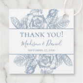 Dusty Blue Floral Wedding Bedankt Bedankjes Labels (Achterkant)