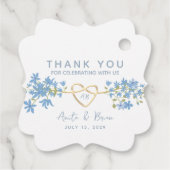 Dusty Blue Floral Wedding Bedankt Bedankjes Labels (Achterkant)