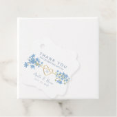 Dusty Blue Floral Wedding Bedankt Bedankjes Labels (In situ)