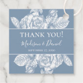 Dusty Blue Floral Wedding Bedankt Bedankjes Labels (Achterkant)