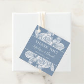 Dusty Blue Floral Wedding Bedankt Bedankjes Labels (In situ)