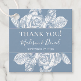 Dusty Blue Floral Wedding Bedankt Bedankjes Labels