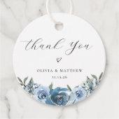 Dusty Blue Floral Wedding Bedankt Bedankjes Labels (Voorkant)