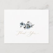 Dusty Blue Floral Wedding Bedankt Briefkaart (Voorkant)