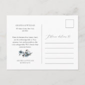 Dusty Blue Floral Wedding Bedankt Briefkaart (Achterkant)