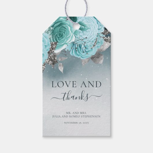 Dusty Blue Floral Wedding Bedankt Cadeaulabel (Voorkant)