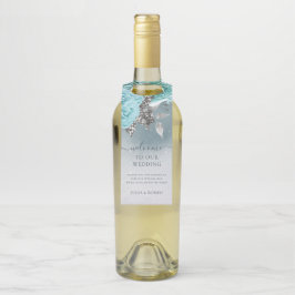 Dusty Blue Floral Wedding Bedankt Flessenhanger