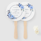 Dusty Blue Floral Wedding Bedankt Handwaaier (Voorkant en achterkant)