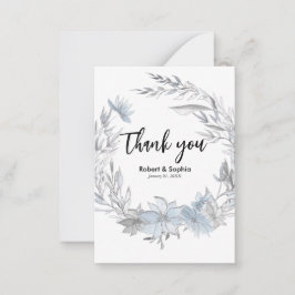 Dusty Blue Floral Wedding Bedankt Notitiekaartje