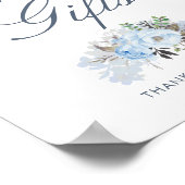 Dusty Blue Floral Wedding Cards en Gifts Sign Poster (Hoek)
