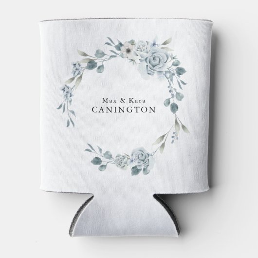 Dusty Blue Floral Wedding Custom Blikjeskoeler (Voorkant)