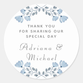 Dusty Blue Floral Wedding Dank u Sticker