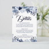 Dusty Blue Floral Wedding Details Card Informatiekaartje (Staand voorkant)
