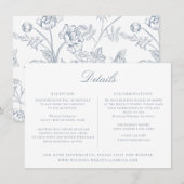 Dusty Blue Floral Wedding Details Card Kaart (Voorkant / Achterkant)