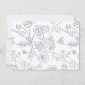 Dusty Blue Floral Wedding Details Card Kaart (Achterkant)
