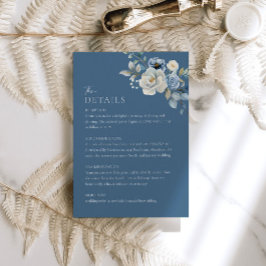 Dusty Blue Floral Wedding Details Enclosure Kaart