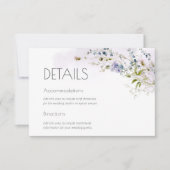 Dusty Blue Floral Wedding Details Enclosure Kaart (Voorkant)