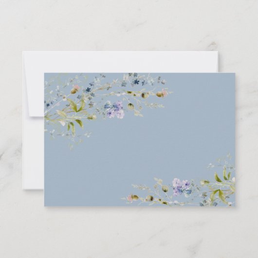 Dusty Blue Floral Wedding Details Enclosure Kaart (Achterkant)