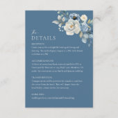Dusty Blue Floral Wedding Details Enclosure Kaart (Voorkant)
