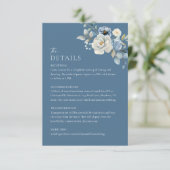 Dusty Blue Floral Wedding Details Enclosure Kaart (Staand voorkant)
