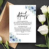  Dusty Blue Floral Wedding Details Informatiekaartje
