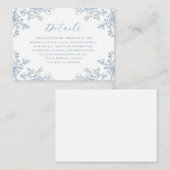 Dusty Blue  Floral Wedding Details Informatiekaartje (Voorkant / Achterkant)