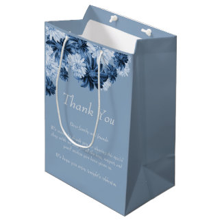 Dusty Blue Floral Wedding Favor Gift Bag Medium Cadeauzakje