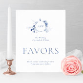 Dusty Blue Floral Wedding Favor Sign Poster