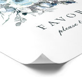 Dusty Blue Floral Wedding Favors Sign Poster (Hoek)