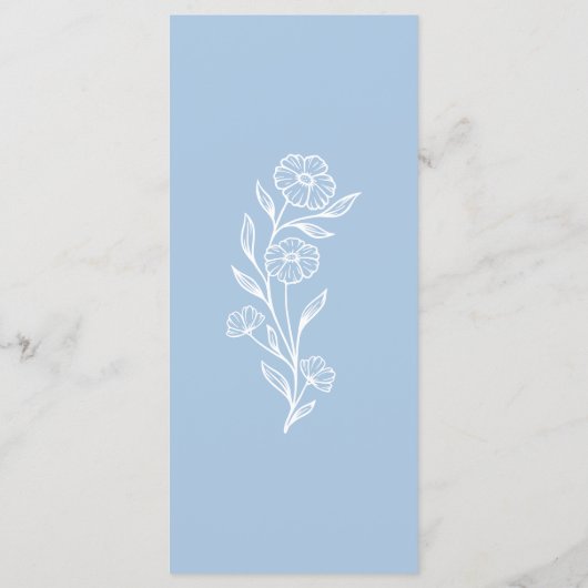 Dusty Blue Floral Wedding Flat Menu (Achterkant)