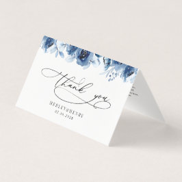 Dusty Blue Floral Wedding Folded Thank You Cards Kaart