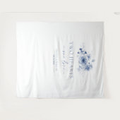 Dusty Blue Floral Wedding Foto Achtergrond Wandkleed (Voorkant (horizontaal))